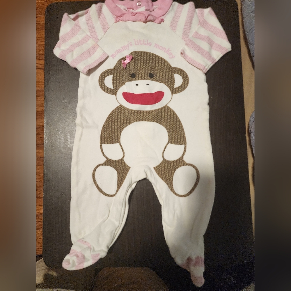 Infant Girl Sleeper with Sock Monkey